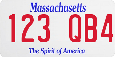 MA license plate 123QB4