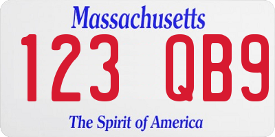 MA license plate 123QB9