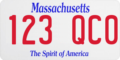 MA license plate 123QC0