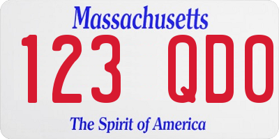 MA license plate 123QD0