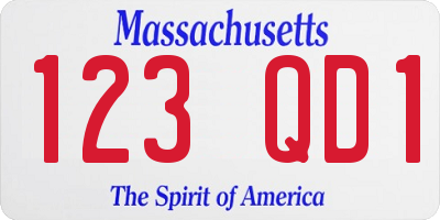 MA license plate 123QD1