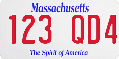 MA license plate 123QD4