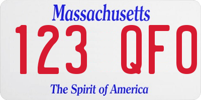 MA license plate 123QF0