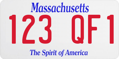 MA license plate 123QF1