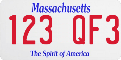 MA license plate 123QF3