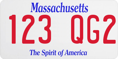 MA license plate 123QG2