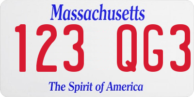 MA license plate 123QG3