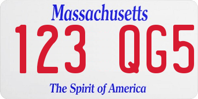 MA license plate 123QG5