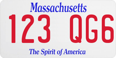 MA license plate 123QG6