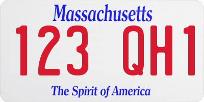 MA license plate 123QH1