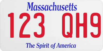 MA license plate 123QH9