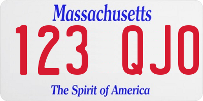 MA license plate 123QJ0