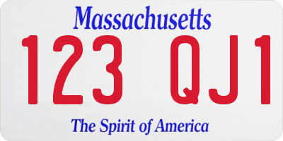 MA license plate 123QJ1