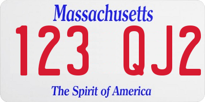 MA license plate 123QJ2