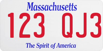 MA license plate 123QJ3