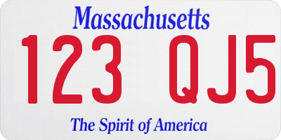 MA license plate 123QJ5