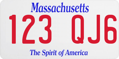 MA license plate 123QJ6