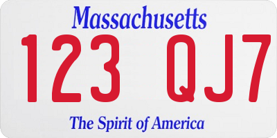 MA license plate 123QJ7