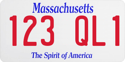 MA license plate 123QL1