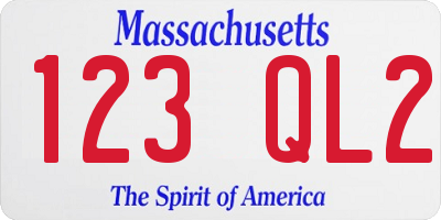 MA license plate 123QL2