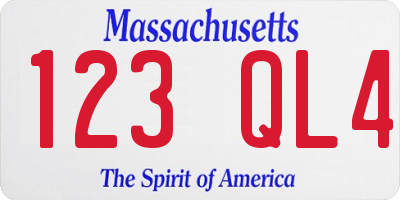 MA license plate 123QL4