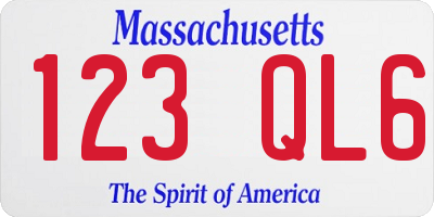 MA license plate 123QL6