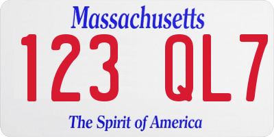 MA license plate 123QL7