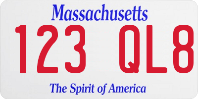 MA license plate 123QL8