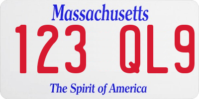 MA license plate 123QL9