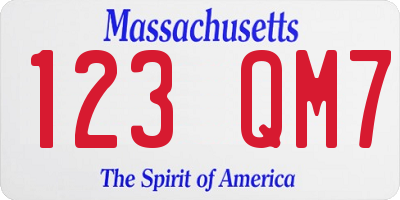 MA license plate 123QM7