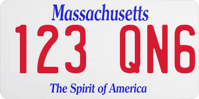 MA license plate 123QN6