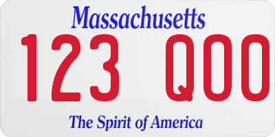 MA license plate 123QO0