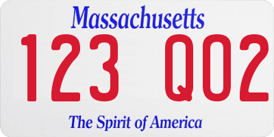MA license plate 123QO2
