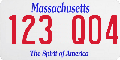 MA license plate 123QO4