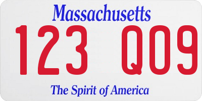 MA license plate 123QO9