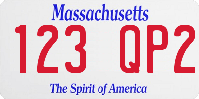 MA license plate 123QP2