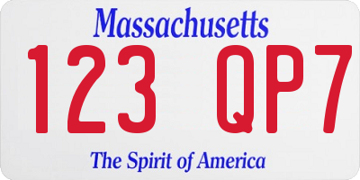 MA license plate 123QP7