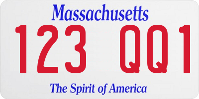 MA license plate 123QQ1