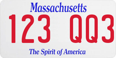 MA license plate 123QQ3