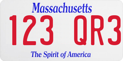 MA license plate 123QR3