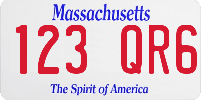 MA license plate 123QR6