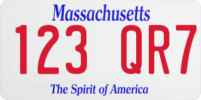 MA license plate 123QR7