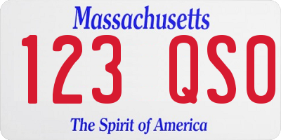 MA license plate 123QS0