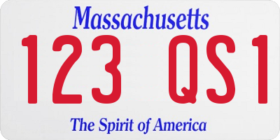 MA license plate 123QS1