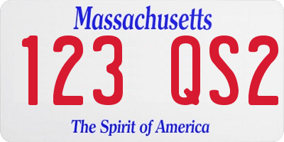 MA license plate 123QS2