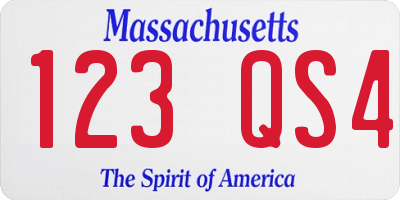 MA license plate 123QS4