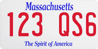 MA license plate 123QS6