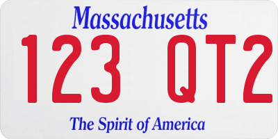 MA license plate 123QT2