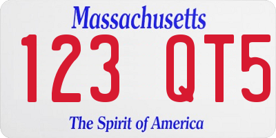MA license plate 123QT5