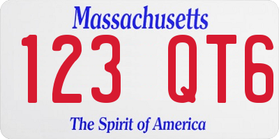 MA license plate 123QT6